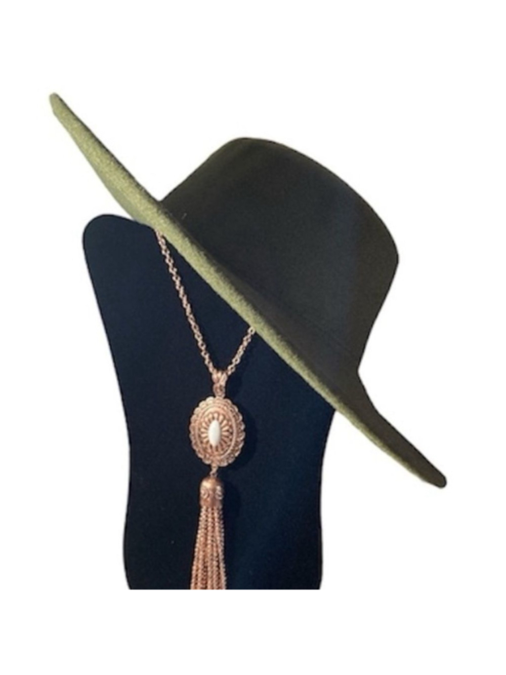 Felt Boho Cowgirl Hat  Black or Green Size 7 to 7 1/8 Fedora Ranchwear Brand New - Picture 4 of 14